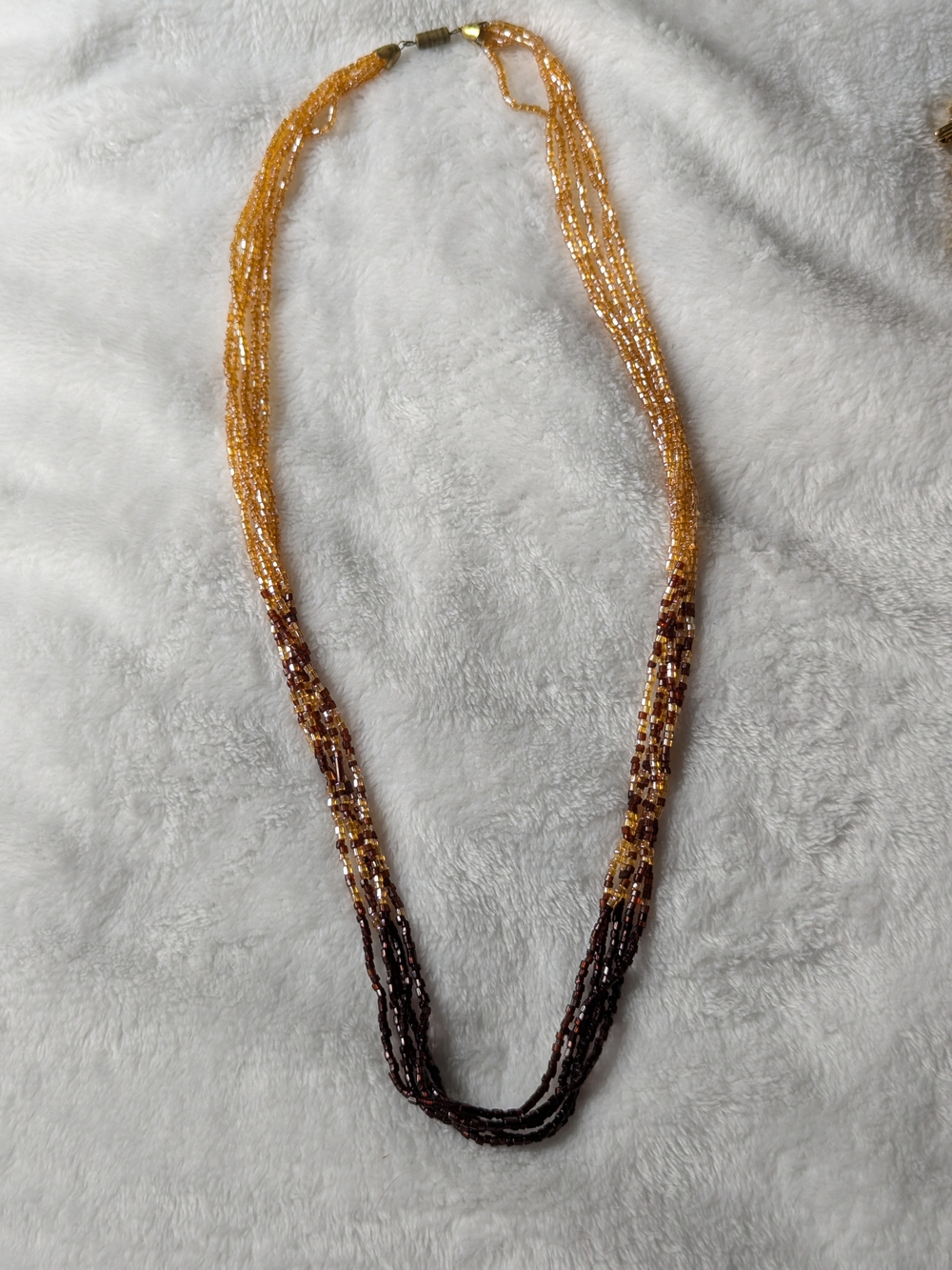 Multi-Strand Beaded Necklace in Amber and Chocolate